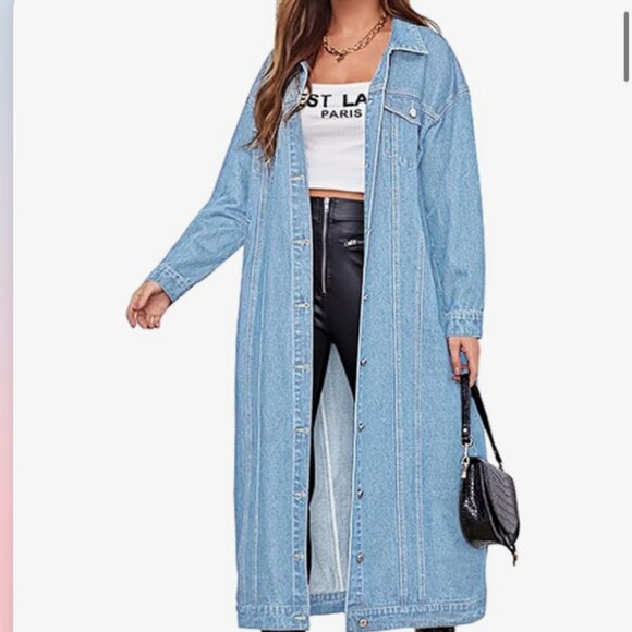 Chou Yatou NWT SZ XXL Blue Denim Midi Jacket Duster / Dress Western Boho Retro - Picture 1 of 12